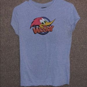 Vintage Woody Woodpecker Blue Short Sleeve T-Shirt - Size Large